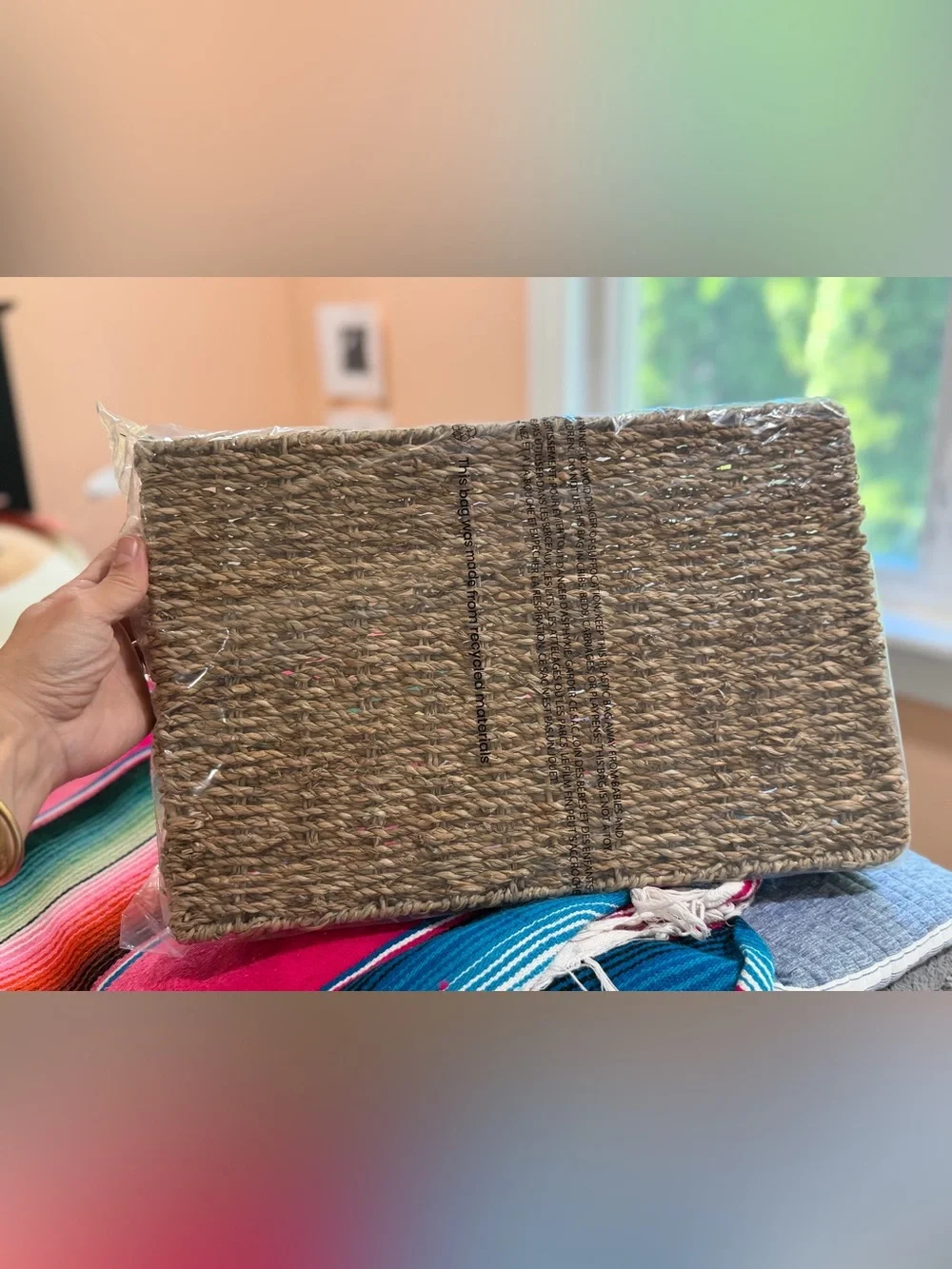 Savvy &sorted Woven Natural Seagrass Tray Basket scalloped